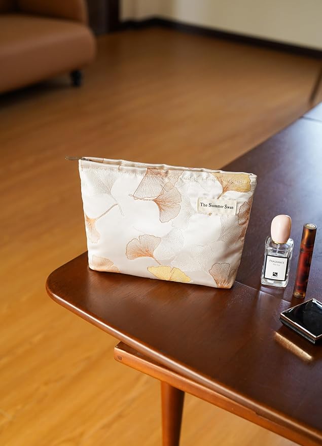 Ginko Summer Swan Large Floral Mid-day Clutch Period Hygiene Skincare Cute Makeup Bag