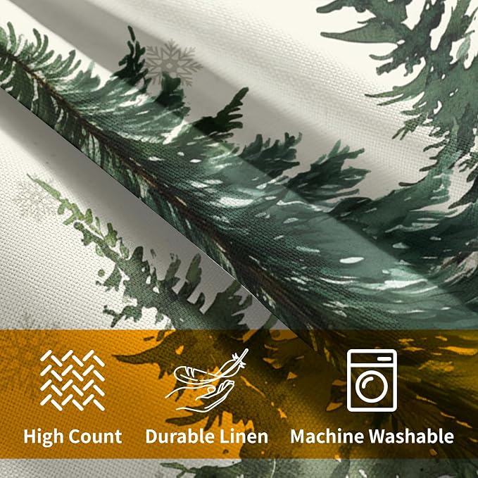 Kawani Winter Pine Forest Pillow Covers 22x22 Inches, Set of 2 Seasonal Snowflakes Birch Trees Cotton Linen Pillow Cushion Case for Sofa Couch Bed Christmas Holiday Home Decor