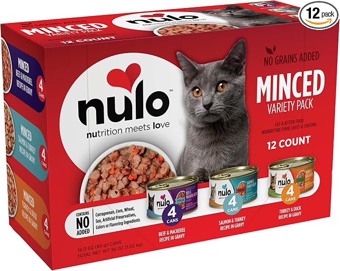 Nulo Freestyle Grain-Free Minced Wet Canned Food for Cats and Kittens, 3 Ounce, Variety Pack, 3 Ounce, 12 Cans