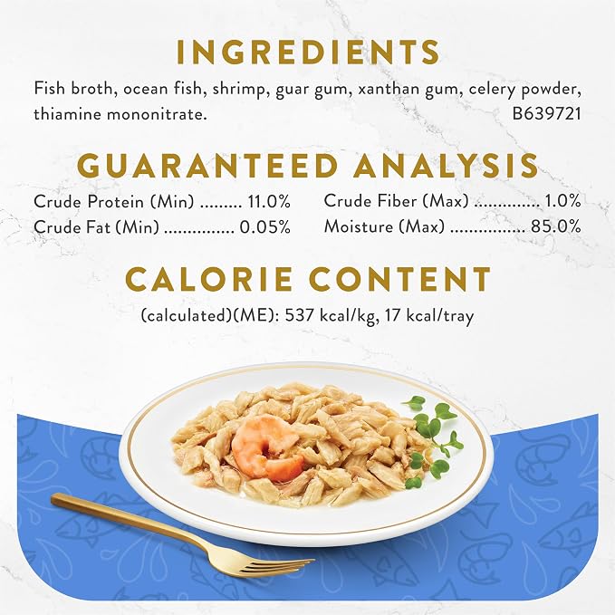 Purina Fancy Feast Lickable Appetizers Grain Free Wet Cat Food Topper Ocean Fish Appetizer with a Shrimp Cat Food Topper - (Pack of 10) 1.1 oz. Trays