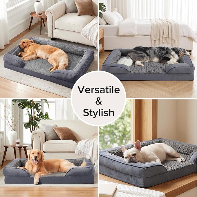 Orthopedic Extra Large Dog Bed, XXL Waterproof Dog Sofa, Egg-Crate Foam Couch with Washable Removable Cover, Waterproof Lining and Nonskid Bottom