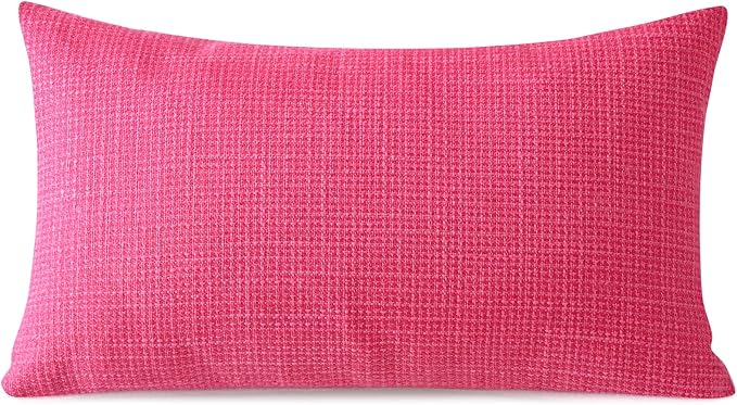 OTOSTAR Linen Throw Pillow Cover Set of 1 Decorative Lumbar Pillowcases Cushion Covers 16x24 Inch for Home Decor Sofa Bedroom Car 40 x 60CM Hot Pink
