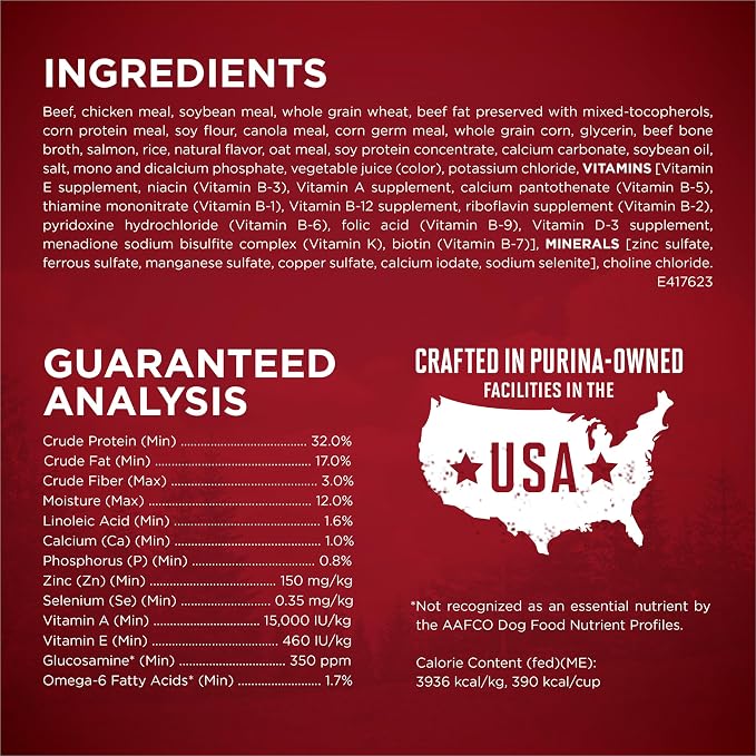 Purina ONE True Instinct Dry Dog Food, Real Beef & Salmon, 27.5 lb Bag | Nutrient dense, with 32% protein for strong muscles, natural with added vitamins, minerals and nutrients