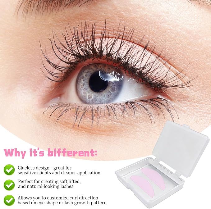 2 Pairs Lash Lift Shields – Washable and Reusable Korean Super Sticky Flat Pads for Eyelash Perm, No.1 Lash Lift Softening Shields for Women Beauty, Pink