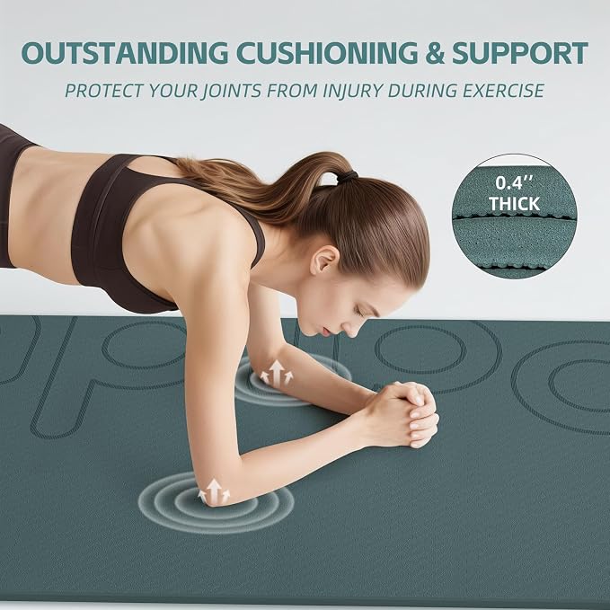 PAIDU Large Yoga Mat, 72" x 36" x 2/5"（10MM） Thick Non-Slip Exercise Mat, SGS-Certified POE Material, Ideal for Home Gym, Yoga, Pilates, Fitness Workouts & Floor Mat