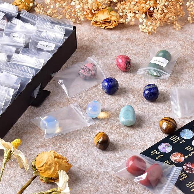 Polished Healing Crystal Stones Set, 36 Different Natural Gemstone Types, 2.5 lbs of 0.8" Tumbled Decorative Rocks Collection for Chakra, Meditation, Reiki, Energy Work, Crafts, Gifts