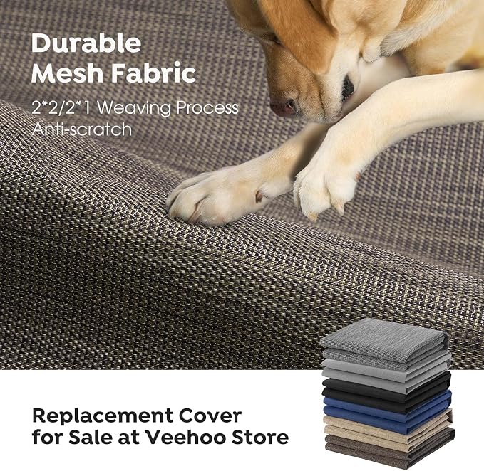 Veehoo Outdoor Elevated Dog Bed Large Sized Dogs, Cooling Raised Dog Cots | Off-ground training platform, portable camping hammock, breathable mesh, easy to clean, no-tool setup, 53"x37", Brown