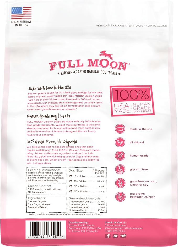 Full Moon® Chicken Strips 12 oz | Human Grade, No corn, No wheat, No soy, Glycerin Free, Made in the USA