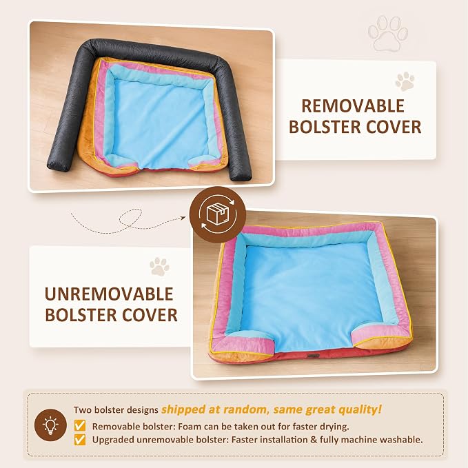 Comfort Expression Orthopedic Dog Bed for Extra Large Dogs with Bolster | Waterproof Dog Couch Bed with Washable Cover & Non-Slip Bottom, Supportive Egg Crate Foam XL Pet Bed, 42x30 Inch