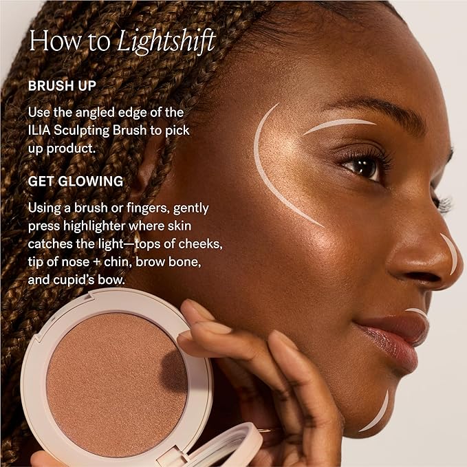 ILIA - Lightshift Cream Highlighter | Non-Comedogenic, Long-Lasting, Vegan, Cruelty-Free | Weightless, Seamless, Silky Highlighter (Glint - Soft Champagne, 0.27 oz | 7.8 g)