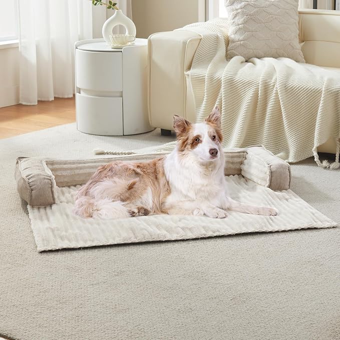WINDRACING Luxury Dog Couch Bed, Washable Calming Dog Couch Cover, Couch Protector for Dogs, Waterproof Sofa Bed, Pet Bed Mats for Sofa, Pet Sofa Covers （Beige-2XL:53"X39.3"X6"