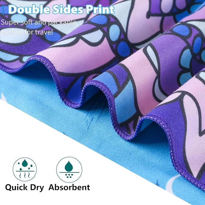 TwoYek Microfiber Sand Free Beach Towel Thin Quick Dry Super Absorbent Oversized Large Lightweight Towels for Travel Sports Pool Swimming Bath Camping Yoga Girls Women Adults