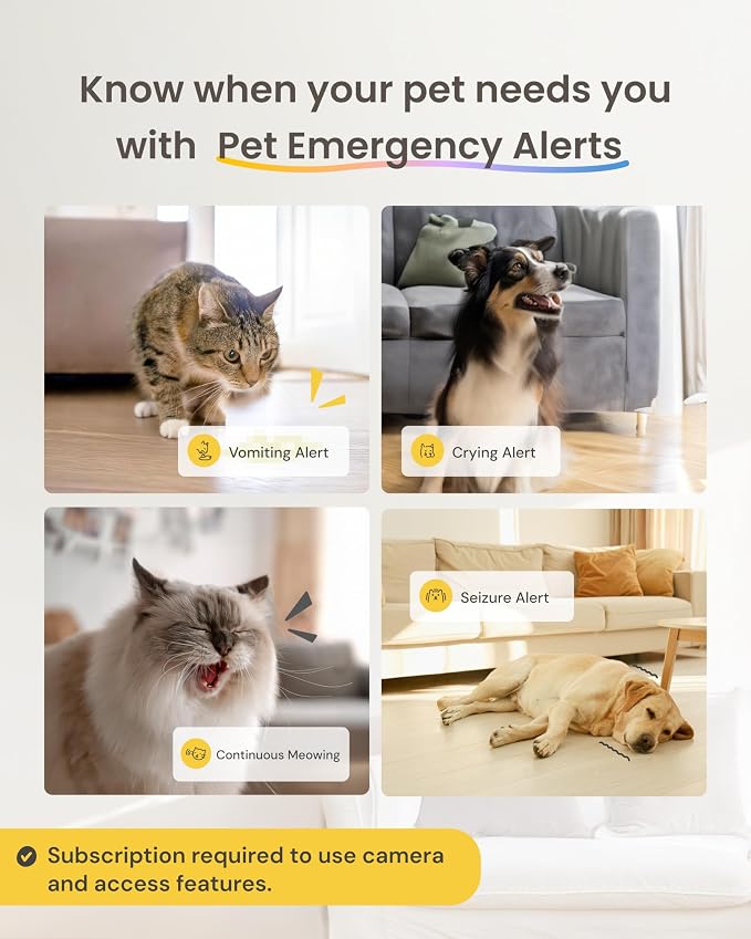 Furbo Mini Pet Camera: Home Security & Smart Alerts, Subscription Required | Stay connected with AI Pet & Home Safety Alerts, Mountable 130° Wide View, Video History, 2-Way Audio, Paid Plan Required