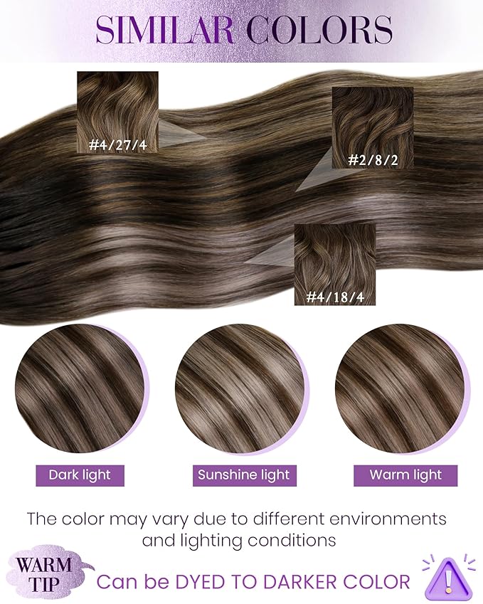 LaaVoo Microlink Hair Extensions Human Hair Brown Micro Beads Hair Extension Balayage Dark Brown to Ash Brown Mix Brown Micro Extensions Human Hair 22 Inch 50g 50s