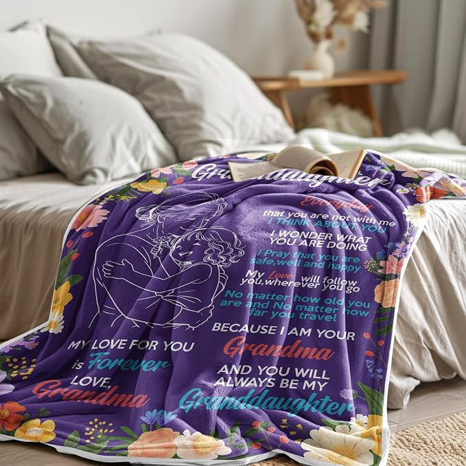 UFOORO Granddaughter Gifts from Grandma Blanket, Gift for Granddaughter, Christmas Valentines Mothers Day Graduation Birthday Gifts for Granddaughters Girls, to My Granddaughters Blanket 55" X 70"