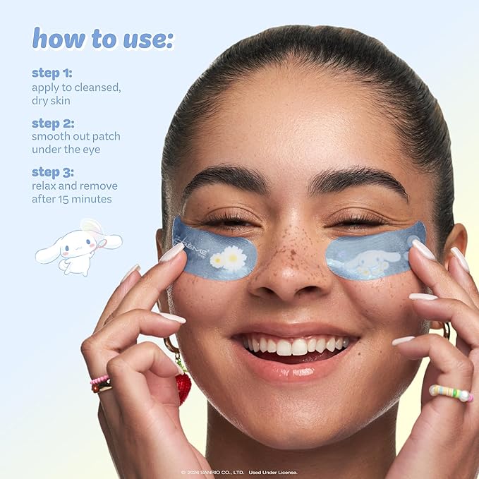 The Crème Shop x Cinnamoroll Under Eye Patches, Hydrogel Under Eye Mask For Dark Cirles, Puffy Eyes, and Under Eye Bags, Korean Skincare (Pack of 5)