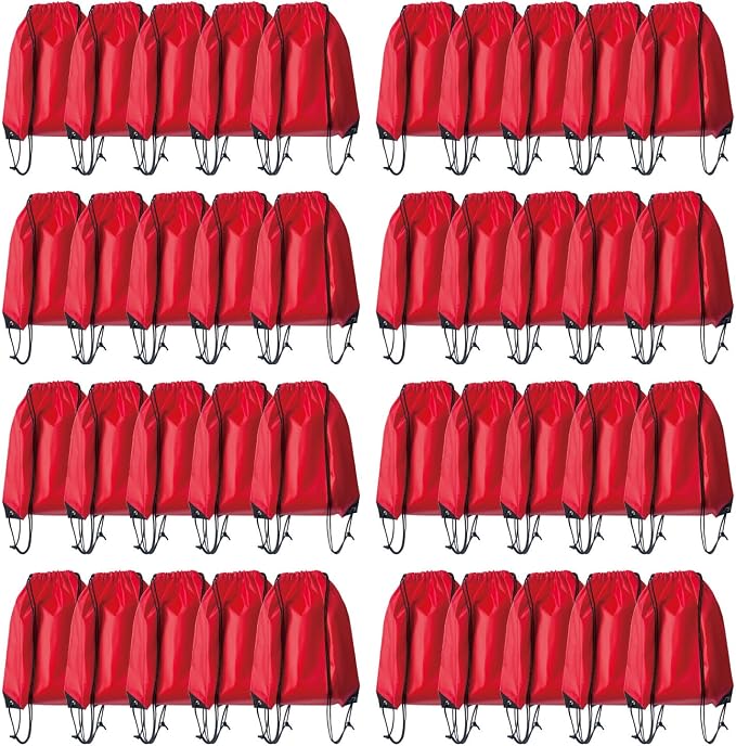 Drawstring Backpack Bulk 40Pcs Draw String Backpack Bags DIY Gym Sports Traveling Yoga Cinch Bag Sackpack Drawstring(red)