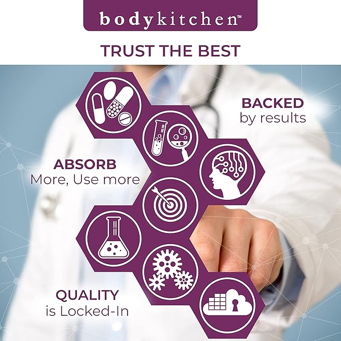 Body Kitchen Pro-Elastin, 1000 mg Elastin Supplement, Help Reduce Signs of Aging, Improved Skin Health, Firmness & Elasticity, Fewer Wrinkles, Veggie Caps, (Pack of 1)