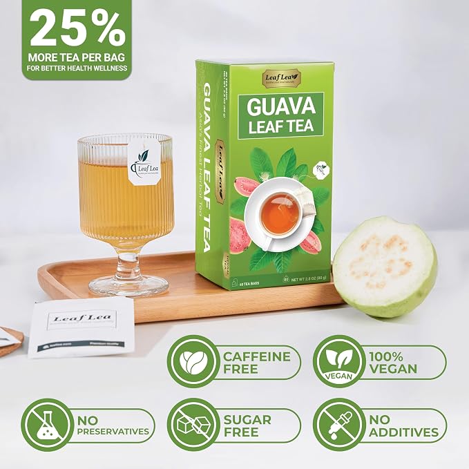 LeafLea Guava Leaf Tea Bags, Te De Guayaba, Sugar-Free, 80 Count | Real Hojas De Guayaba, Naturally Sweet And Caffeine-Free — Foil-Sealed Per Bag, 80 Bags To Keep And Share