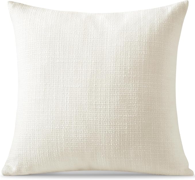 OTOSTAR Linen Throw Pillow Cover Set of 1 Decorative Square Pillowcases Cushion Covers 20x20 Inch for Home Decor Sofa Bedroom Car 50 x 50CM Cream Beige