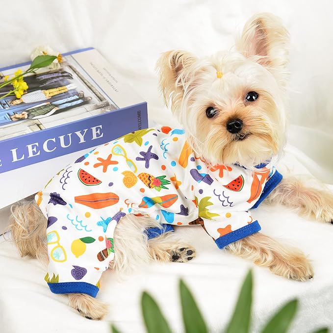 Dog Pajamas for Small Dogs Boy Girl, Dog Clothes Tiny Chihuahua Yorkie Spring Summer Shirt, Cute Puppy Outfit Pjs Jumpsuit Cat Onesie Apparel Pet Clothes