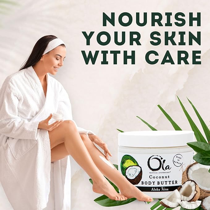 Ola Tropical Apothecary Coconut Body Butter with Pure Tropical Oils and Plant Extracts - 6 FL Oz