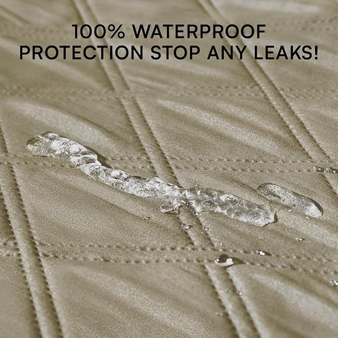 Luciphia Waterproof Couch Cover for Dogs, Non-Slip Pet Sofa Protector | Non-slip waterproof couch cover scratch-resistant machine washable protects sofa bed from spills fur, Taupe White, 68" x 82"