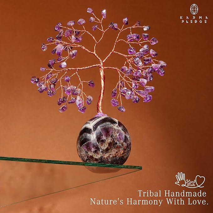 Amethyst Crystal Tree of Life Birthday Gifts for Women, Handmade Home Decor, Office, Room Decoration, Reiki Healing Crystal Chakra Tree for Money, Positivity, Good Luck Gifts for Her, Mom & Dad