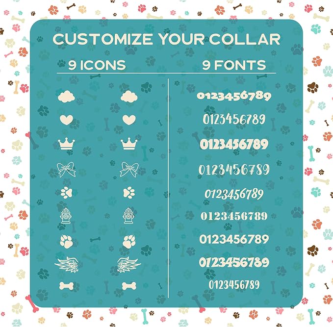 Personalized Leather Dog Collar | 3 Adjustable Sizes - 9 Icons with Your Pet's Name | Small - Teal | - Safe&Secure Pet Collars with ID, Custom Text for Dogs and Puppy - Small Medium Large Puppies