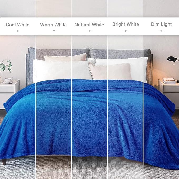 Exclusivo Mezcla Soft Plush Fleece King Size Blankets for Bed Living Room | Lightweight Fuzzy Fluffy Large Blanket for All Seasons, Cozy Velvet for Women Men, Machine Washable, 90"x104", Cobalt Blue