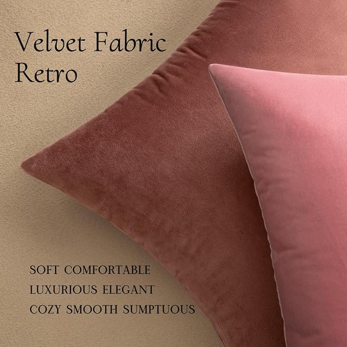 MIULEE Velvet Throw Pillow Covers 20x20 Inch Pack of 2 Jam | Soft Solid Decorative Pillow Covers, Modern Luxury Home Decor, for Couch Chair Sofa Bedroom Livingroom