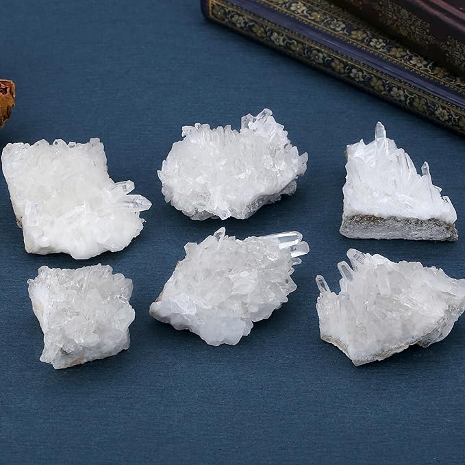 ZHIYUXI Clear Quartz Crystal Cluster 2.1-2.8 oz Quartz Geodes Cuarzo Raw Stone Rock Stones Natural Clear Crystals for Beginners Collectors Reiki 1pc