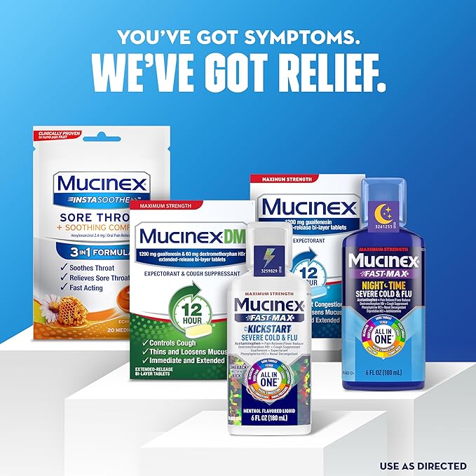 Mucinex 12 Hour 600 mg Guaifenesin Extended-Release Tablets for Excess Mucus Relief, Expectorant Aids Excess Mucus Removal, Chest Congestion Relief, 100 Bi-Layer Tablets