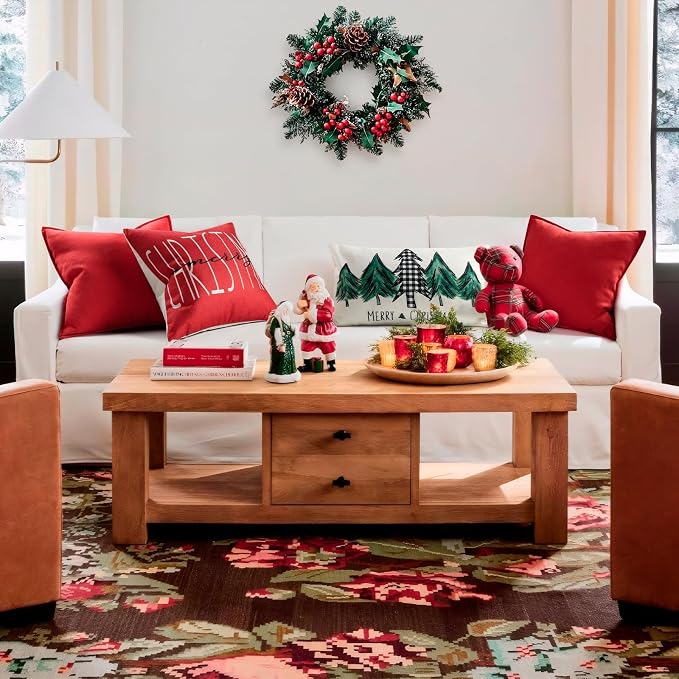Red Pillow Covers 26x26 Set of 2 Chenille Throw Red Pillows Cushion Covers with Elegant Design Soft and Luxurious Decorative Pillows for Couch, Bed, and Home Decor