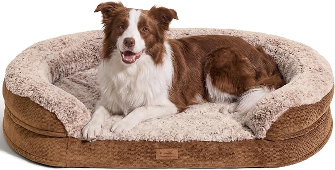 FUKUMARU Large Thickened Dog Couch Bed, Orthopedic, Waterproof & Washable | Heavy Duty Dog Sofa with 4" Extra-Thick Egg-Crate Foam, Relieves Joint Pressure, Fully Removable, Fits Medium to Large Dogs