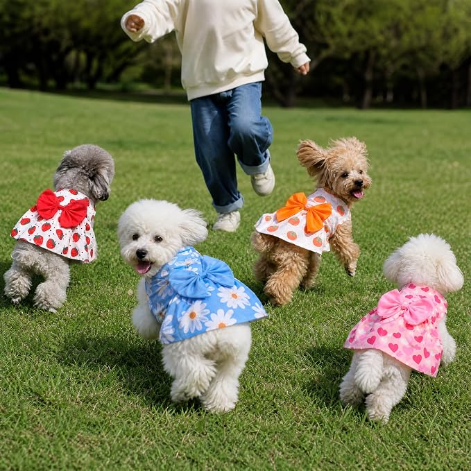 4 Pcs Dog Dress Cute Cat Dress Puppy Skirt Summer Dog Clothes Pet Clothes Girl for Puppy Small Cats