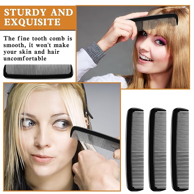 Yaomiao 500 Pieces Pocket Comb Bulk 5 Inch Plastic Hair and Travel Fine Tooth Combs for Women Men Beard Styling Dressing(Black)