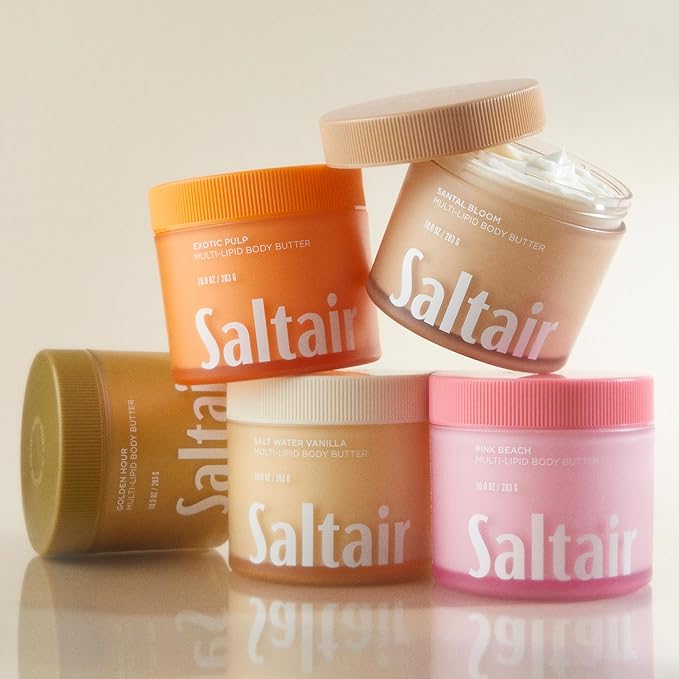 Saltair Multi-Lipid Body Butter - Rich, Nourishing Santal Bloom Hydrating Body Cream with Ceramide Complex, Coconut Oil, Shea Butter, and Sea Buckthorn. Deep Moisturizing Dry Skin Care. 10oz Jar