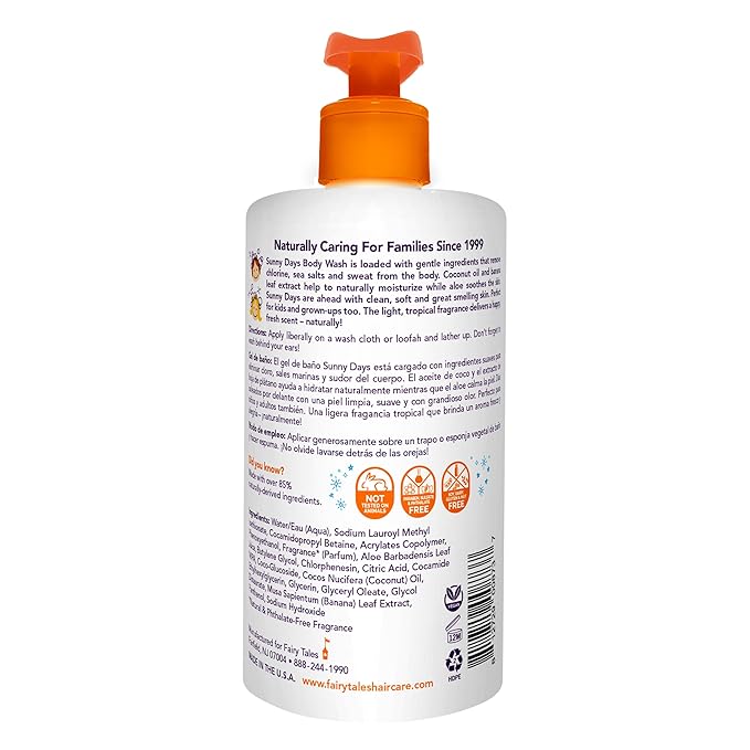 Fairy Tales Sunny Days Chlorine Removal Body Wash, For All Age Swimmers | After Swim Chlorine, Salt And Sunscreen Removal | No Harsh Chemicals or Toxins | Easy to use Pump - 16oz (Pack of 2)