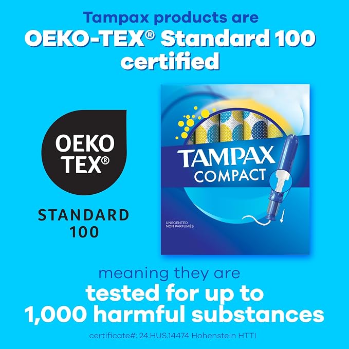 Tampax Compact Pearl Tampons Multipack, with LeakGuard Braid & Extendable Applicator, Regular/Super Absorbency, Compact Extendable Applicator, Unscented, 30 Count