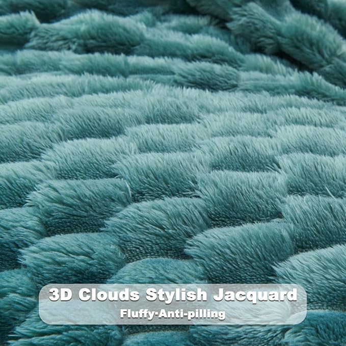NEWCOSPLAY Fleece Clouds Cozy Throw Blanket for Couch, Light Teal, 50"x60" | Premium Silky Flannel Blanket, Soft Lightweight Fluffy Throw Blanket for Bed Sofa Decor, Gift for All Season Use