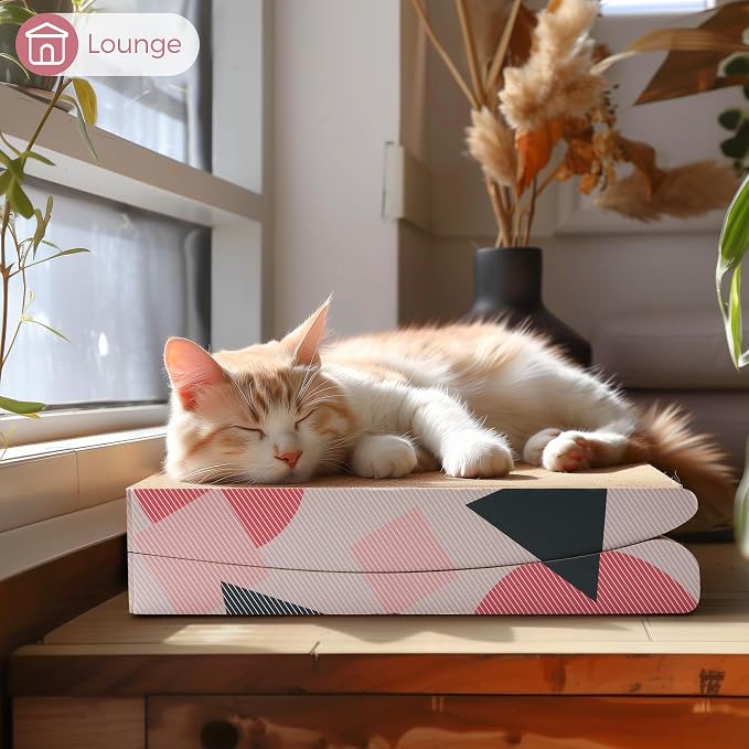 ComSaf Foldable Cat Scratcher Bed, Cardboard Scratch Pad for Indoor Cats | Cat Scratching Board, Wavy Lounger Shape, Foldable Design, Furniture Protection, Indoor Floor Use, Claw Care
