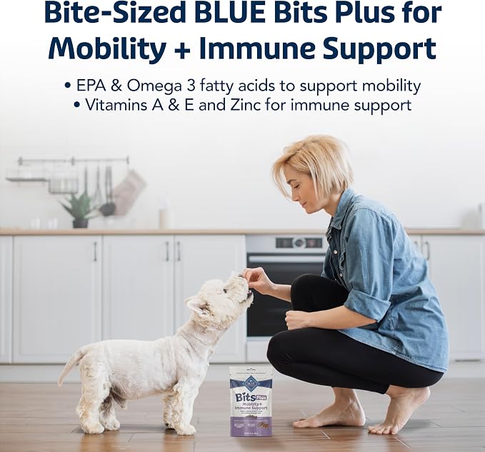 Blue Buffalo Bits Plus Beef Dog Treats, 3.5 oz | Mobility Support, EPA & Omega 3 Fatty Acids, Vitamin A, E & Zinc for Immune Support