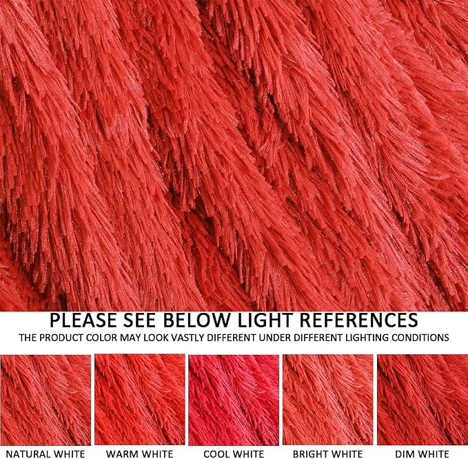 YUSOKI Long Faux Fur Throw Blanket, Red,50" x 60" | Ultra Soft, Lightweight for All Season Use, stays fluffy after repeated washes, Perfect Gifts, Machine Washable