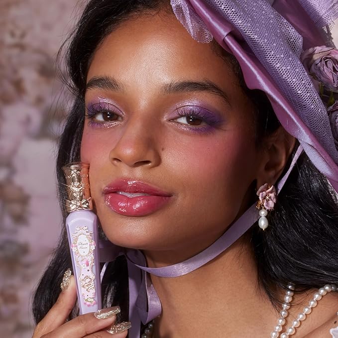 Flower Knows Violet Strawberry Rococo Glowy Lip Gloss,Moisturizing Shine Berry Pink Lip Plumper Oil,Hydrating Lip Tint for Girls&Women,Vegan & Cruelty-Free,0.12 Fl Oz(G04 Blackberry Jam)