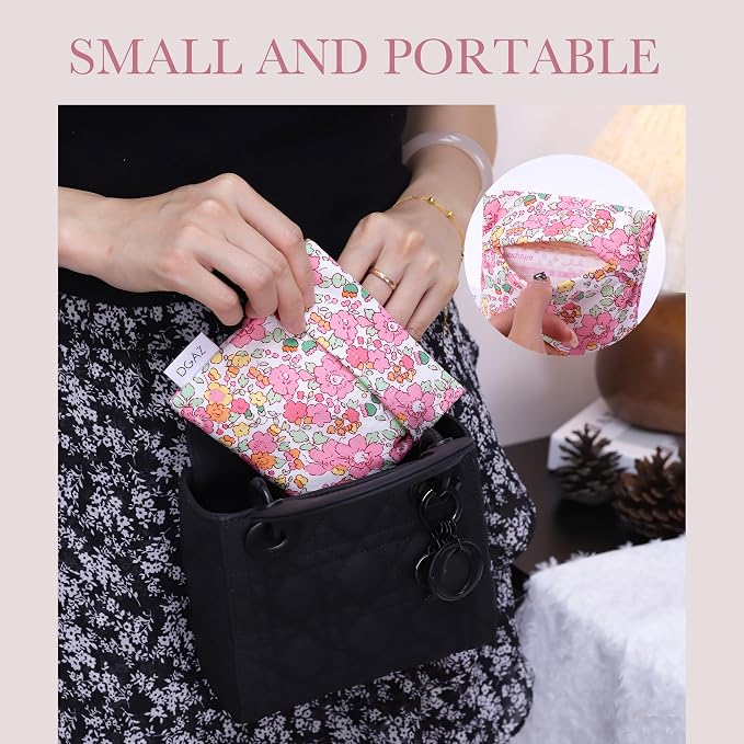 DGAZ Sanitary Napkin Storage Bag, Period Bag for Teen Aged Girls, Portable Period Bag for Panty Liners/Menstrual Cup/Small Tampons，Mini Makeup Bag for Purse(Betsy(Pink))