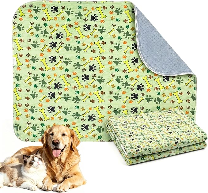 Puppy Pee Pads with Pheromones,Washable and Reusable Pee Pads for Dogs,Waterproof and Leak-Proof,Non-Slip Base Training Pads Suitable for Home,Travel and Dog Crates(Yellow Bone,M:31.5*27.6in)