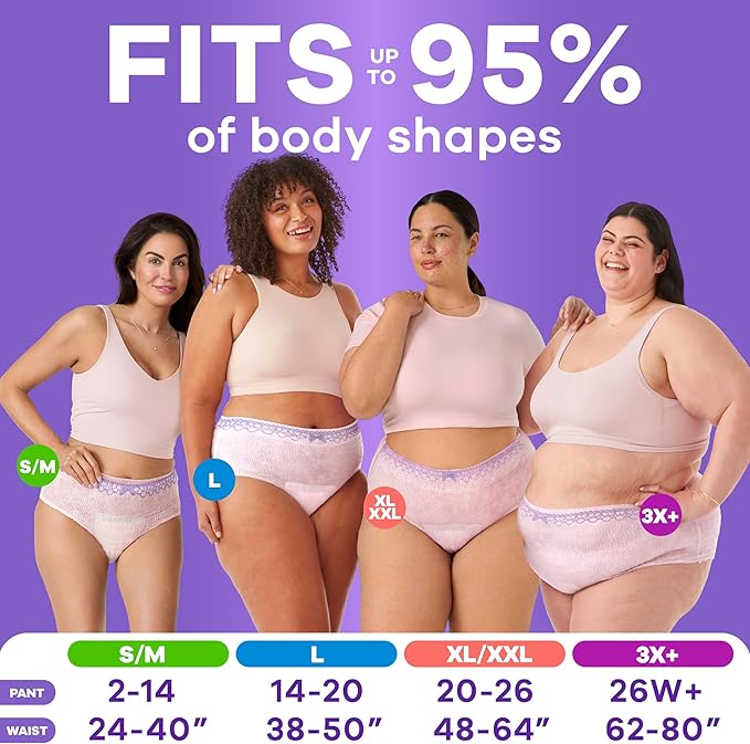 Always Discreet Reimagined Adult Diapers for Women, Maximum Absorbency Incontinence and Postpartum Underwear Size L, Up to 100% Leak Free Bladder Leak Protection, 11 Count