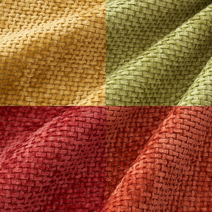 MIULEE Soft Decorative Chenille Fall Pillow Covers Rust Yellow Green 20x20 | Pack of 4, Rustic Decor, Autumn Harvest Set, Couch Throw Pillows, Farmhouse Boho Cushion Covers for Sofa Bed Living Room