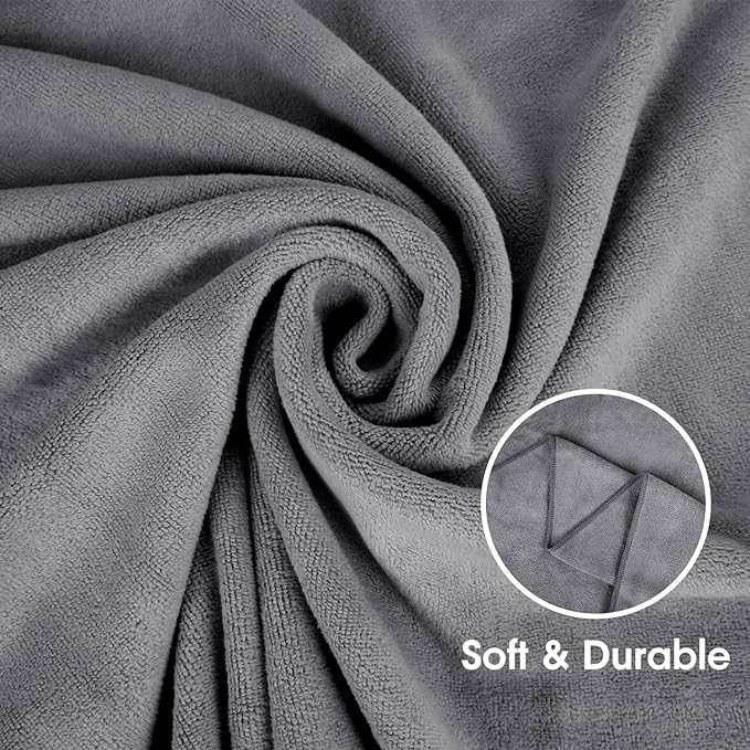 JML Microfiber Towels, Beach Towel Sets (6 Pack, 27" x 55") - Extra Absorbent, Fast Drying, Multipurpose for Bath, Swimming, Fitness, Sports, Yoga, Grey/Pink/Purple